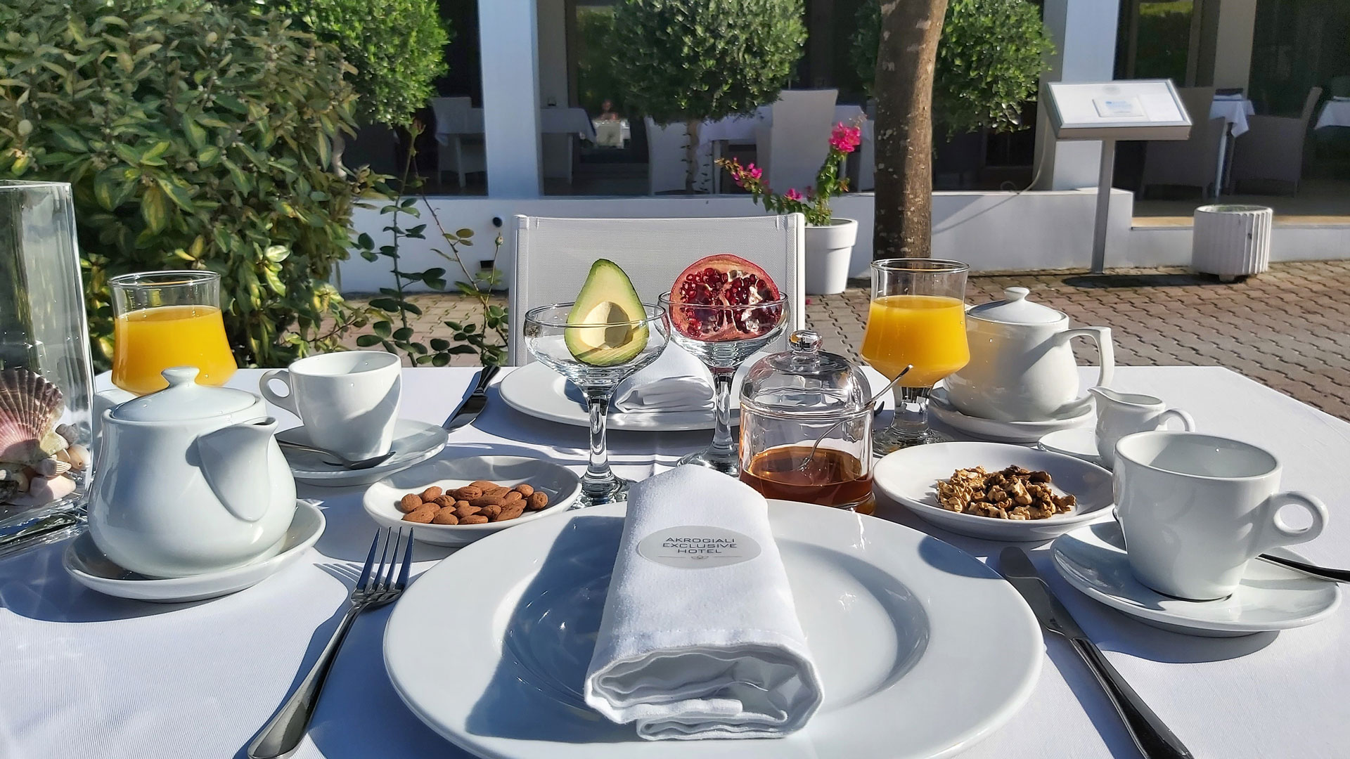 Delicious complimentary breakfast service in Akrogiali hotel in Polychrono Halkidiki